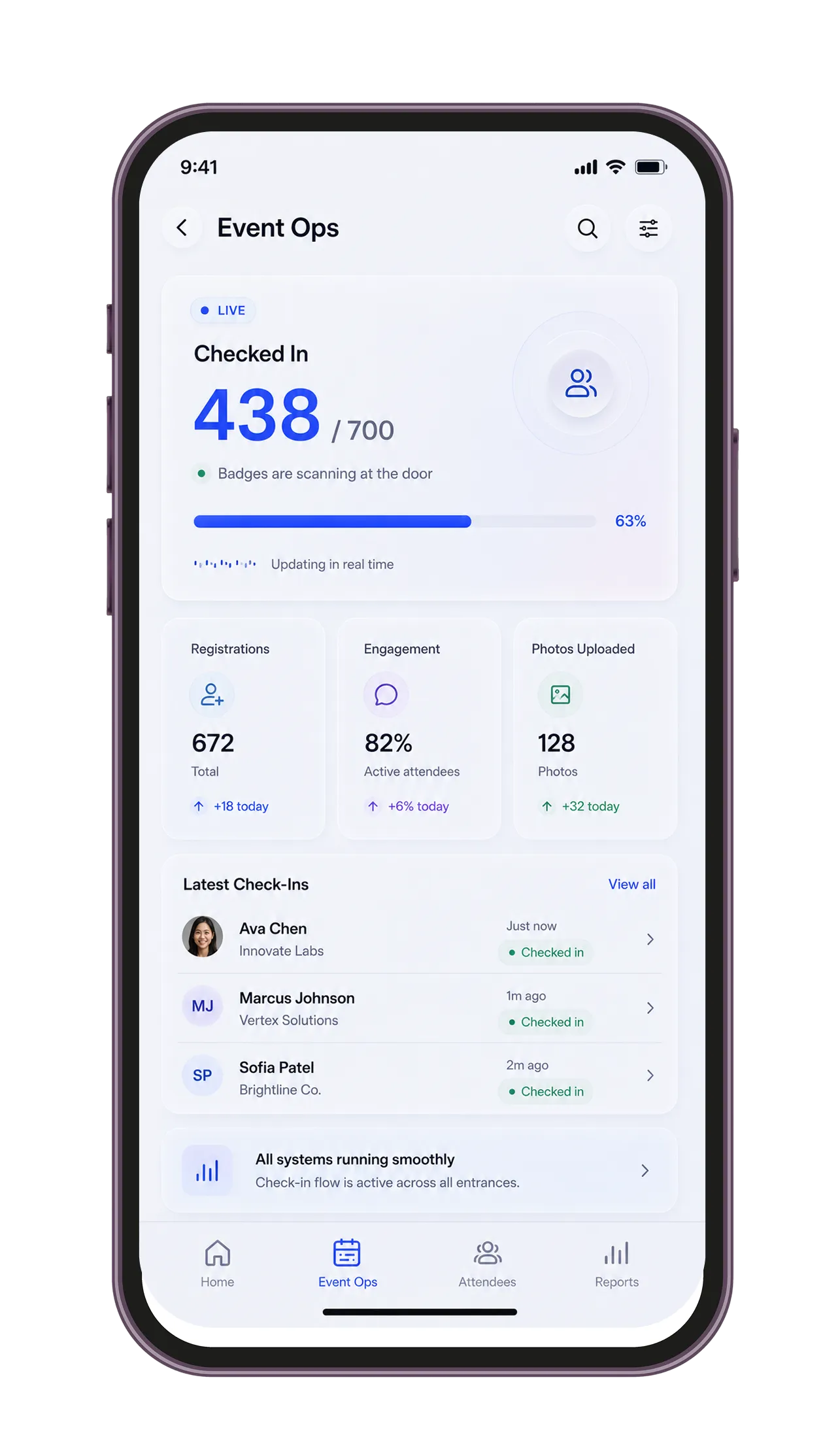 IQvent AI app screen: Designed For Every Large-Scale Event